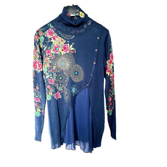 Embroidered Desigual Sweater “Chantale,” marine blue, EUR size M - Picture 1 of 10